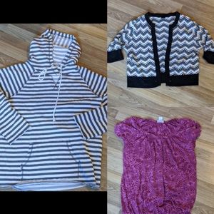 Maternity Lot Size Large with sweatshirt, cardigan, & top